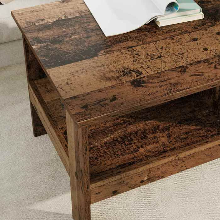 Promo printempsTable basse élégante - Support 20 kg - SHELD - Table à café - Bois ancien 90x50x45cm Bois dingénierie M7280652