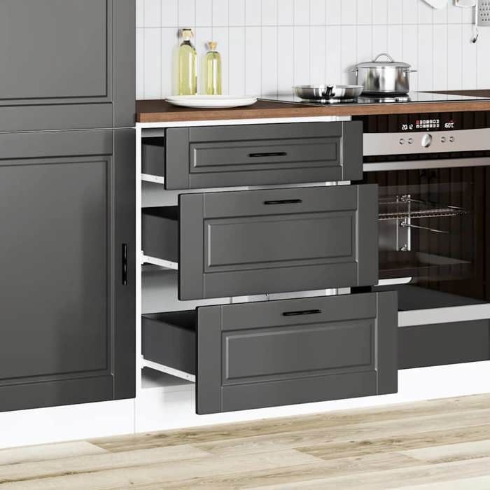 Armoire bas (1 PC) - Vaisselier Meuble Rangement - « Porto » en bois dingénierie noir 60x46x81.5 cm L2587