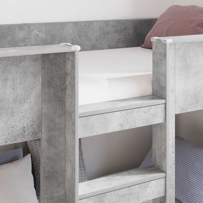BEAU Cadre/Lit superposé enfants - SARAZYJ - Design loft - Meuble de chambre - pour Enfants Gris béton 80 x 200cm - 57488