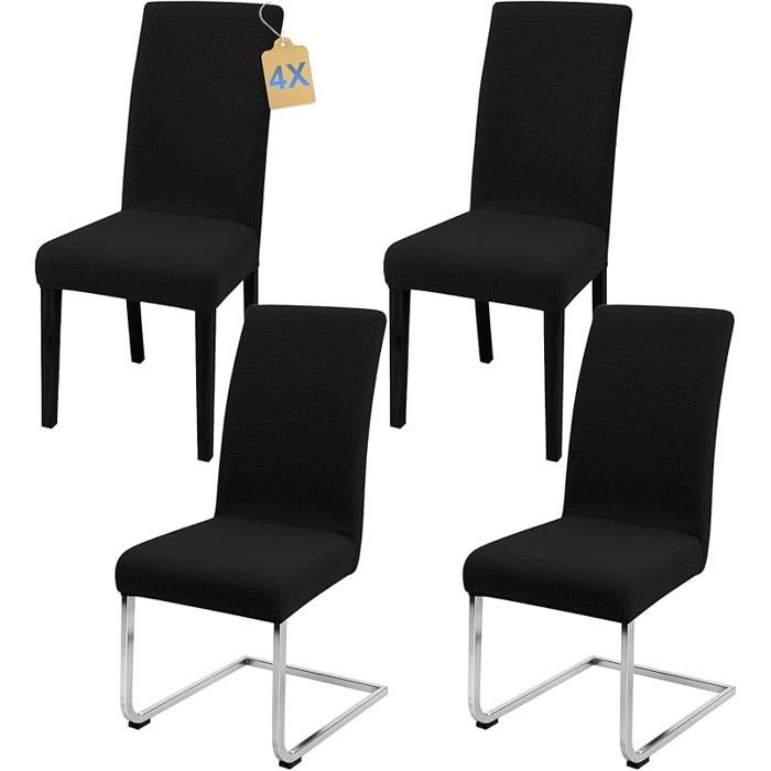 élastique Housse de Housse de Chaise de Bureau (Lot de 4/6/8 pièces avec Dossier) pour Le Salon la 4 Noir..