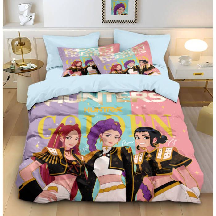 Anime Housse de Couette Motif Idole KPop Parure de lit 140x200cm en Polyester avec Housse de Couette et taie doreiller 65x65cm-J8