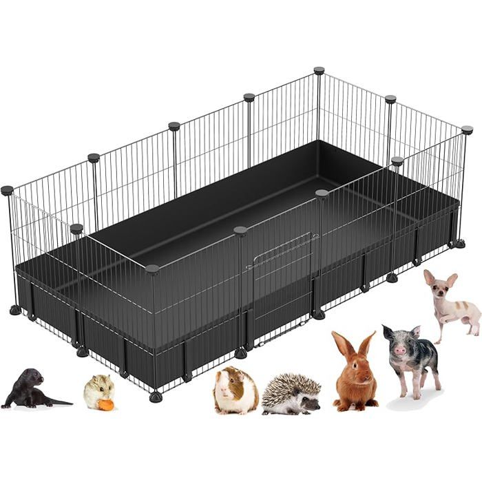 Parc de jeu pour petits animaux parc de jeu pour animaux de compagnie avec tapis imperméable 30 x 38 cm 12 + noir mat PARC
