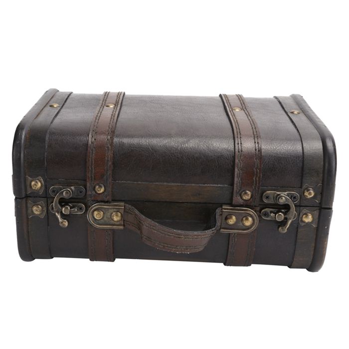 Valise en bois vintage coffre de rangement décoratif avec serrure personnalisée grande capacité interne pour la décoration