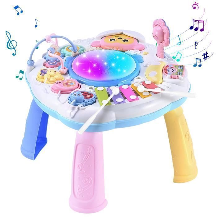 Table dactivités pour bébé – Table de jeu multifonction – Musique interactive – Convient aux bébés de 9 à 36 mois