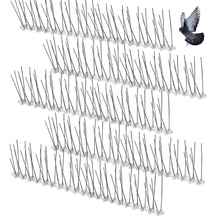 Répulsif anti-pigeons 5m de pics anti-pigeons 20 pièces de pics répulsifs pour oiseaux outils de dissuasion pour le CHAUFFE BOUE