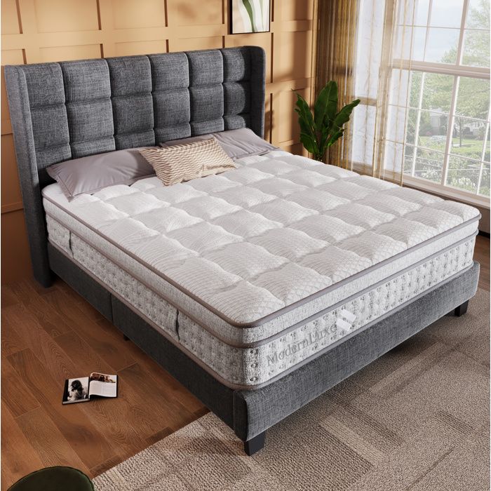 Matelas Hybride 140x190 Blanc H3 Matelas Ressorts Ensachés FloraGrace Pour Lit 2 Places Livré Roulé Compressé 140x190x25cm