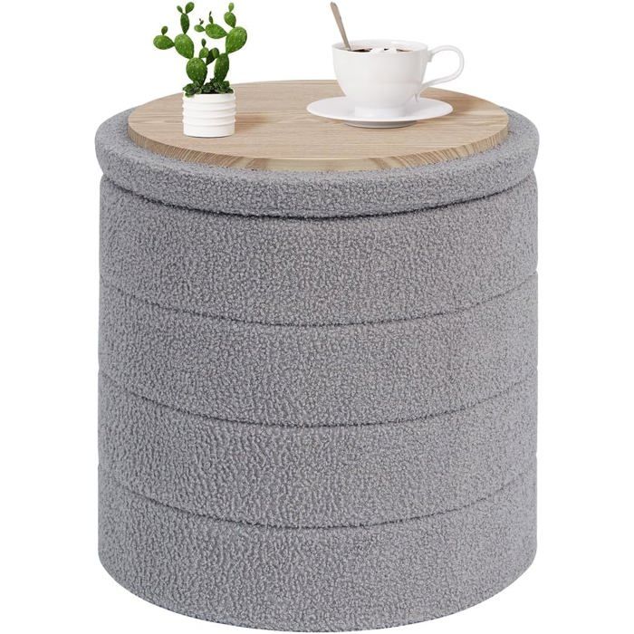 Pouf De Rangement Rond Tabouret Rembourré Avec Couvercle Pliable Coffre De Rangement 43X43X45Cm Teddy Velours Ottomane Pour [CA93]