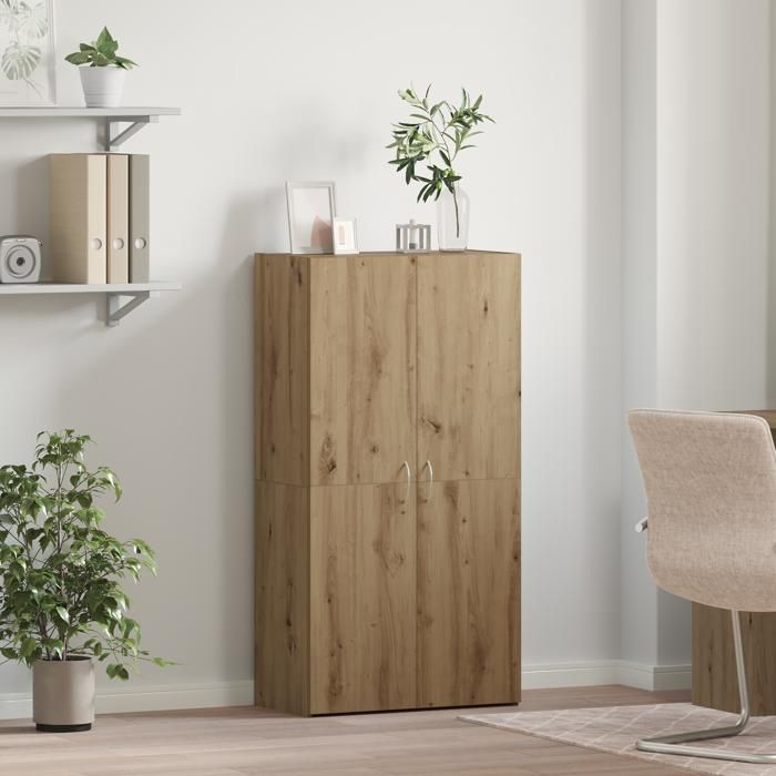 Marron Cabinet de Bureau avec étagère Bois ancien 60x32x115 cm - Meuble Rangement LV40010