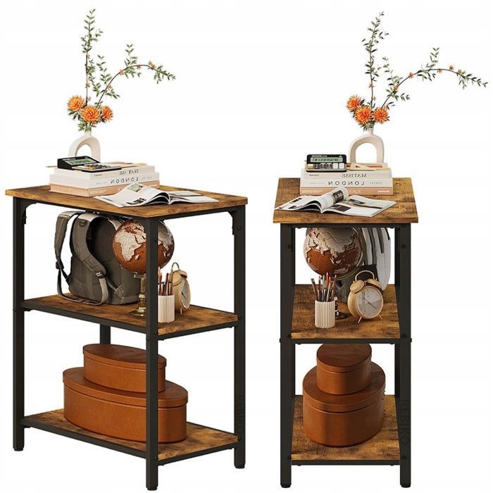 Table de chevet table dappoint table basse étagère industrielle marron foncé style rétro 75 cm