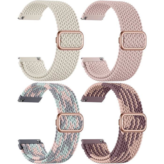 Bracelet Tressé en Nylon 18 mm pour Garmin Venu 2S/3S Vivoactive 4S Vivomove 3S Forerunner 255S/265S Souple Femme Homme