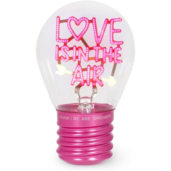 Lampe de Table en Forme DAmpoule Rechargeable avec Câble USB Type C Inclus Sans Fil Thème Love Is In The Air