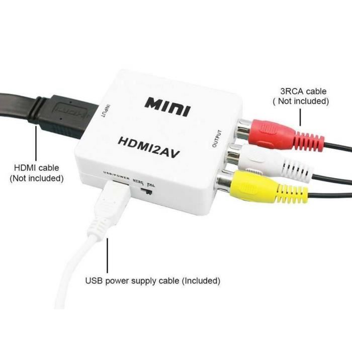 Tbest Adaptateur vidéo Pour HDMI vers AV RCA 1080P HD Convertisseur Câble  Adaptateur Mâle à Femelle pour TV VCR DVD - Cdiscount Informatique