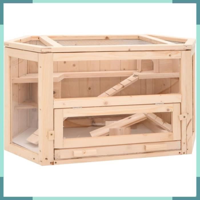 Comparer les prix de ASHATA Cage à hamster 80x40x43 cm bois massif de sapin -FHE172379