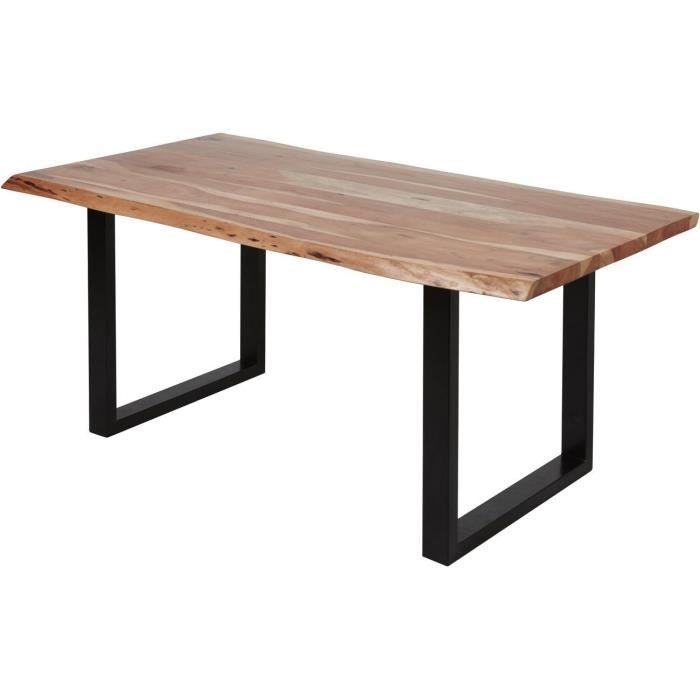 table de repas - athm design - gao m - acacia massif - pieds metal - 180 x 90