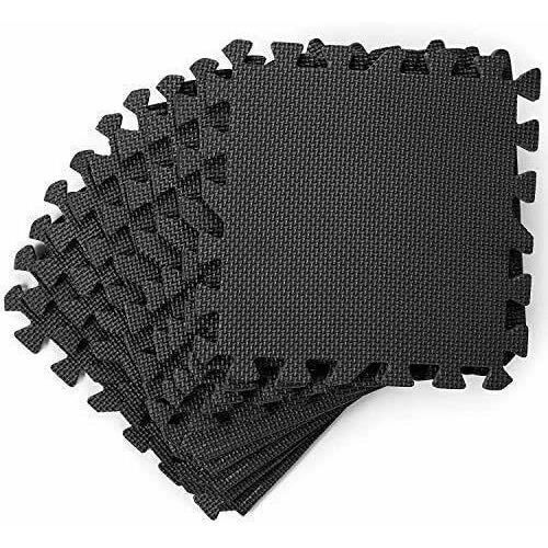 18 tapis de protection en mousse,Tapis de GYM,18 Dalles Carrées Tapis de sol,Tapis de jeu,Noir,30 x 30 x 1 cm