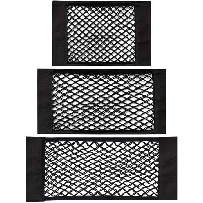 REYOK Filet de Rangement de Coffre,3 Pièces Organisateur Coffre Voiture,Coffre Voiture avec Élastique Magic Sticker pour Voiture Sacs en Filet pour Coffre de Voiture 