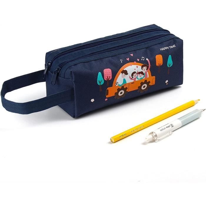 Trousse Scolaire Haute Capacité - Multifonction, Porte-Crayons, Sac à Cosmétiques - Noir, Organisation Multi-compartiments