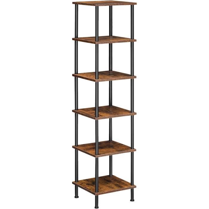 Bibliothèque 6 étagères Noire 191 Cm - Étagère De Rangement Réglable Pour Salon, Bureau Ou Chambre - 48x30x191 Cm