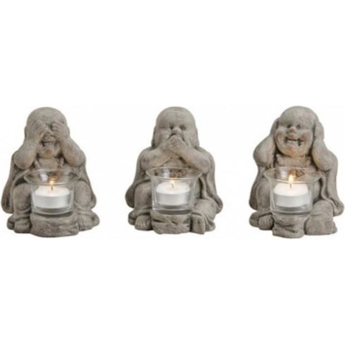 Bougeoirs 3 Bouddhas De La Sagesse En Ciment Gris Gris Cdiscount Maison Bougeoirs 3 Bouddhas De La Sagesse En Ciment Gris Gris Cdiscount Maison