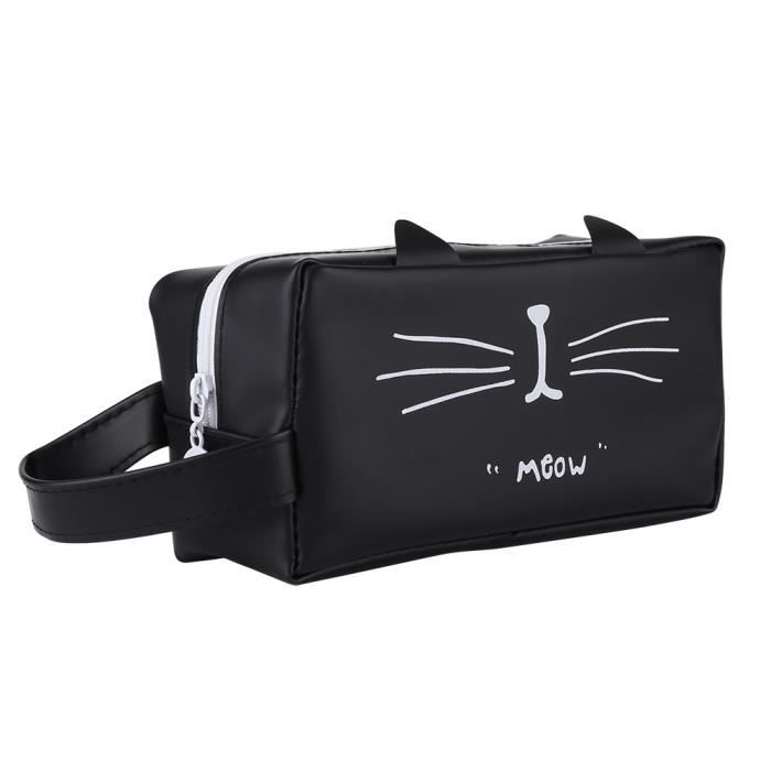 Trousse à Crayons De Grande Capacité De Chat Mignon De Dessin Animé Oreille De Chat Noir