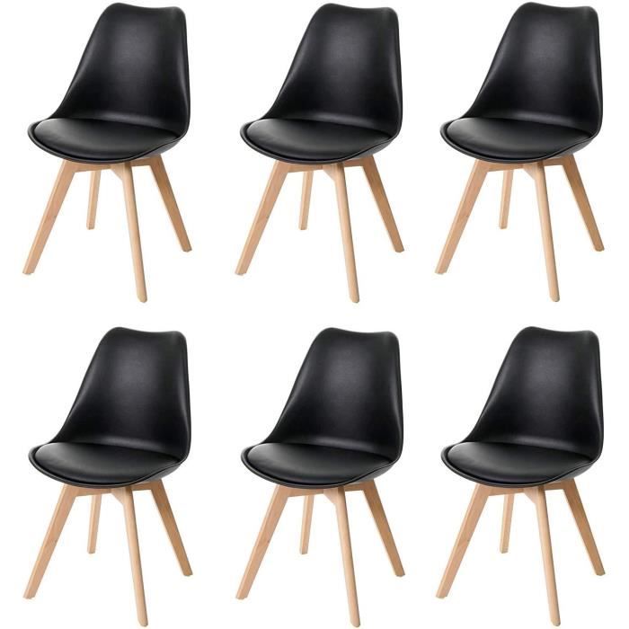 Chaises scandinaves noires pas chères - Lot de 6 - SARA| ID Market