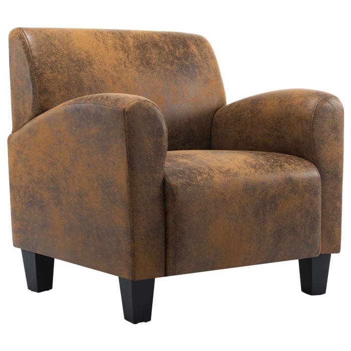 Fauteuil chaise siège lounge design club sofa salon marron synthétique daim 1102206/3
