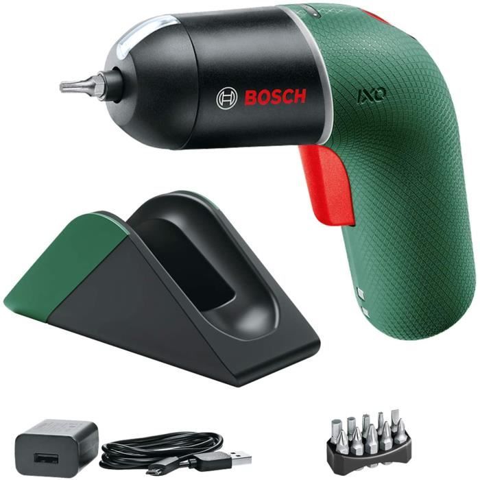 Bosch Visseuse compacte sans fil IXO (7e génération ; 3,6 V ; 2,0 Ah ; 5,5 Nm ; lot incl. des adaptateurs de renvoi d'angle et déporté ; avec câble micro-USB Bosch Visseuse compacte sans fil IXO (7e génération ; 3,6 V ; 2,0 Ah ; 5,5 Nm ; lot incl. des adaptateurs de renvoi d'angle et déporté ; avec câble micro-USB