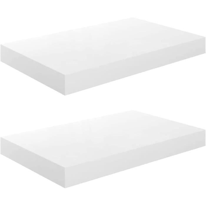 Casaria 2X Étagères Murales Flottantes 50 Cm Blanc - MDF Robuste - Effet Flottant Moderne