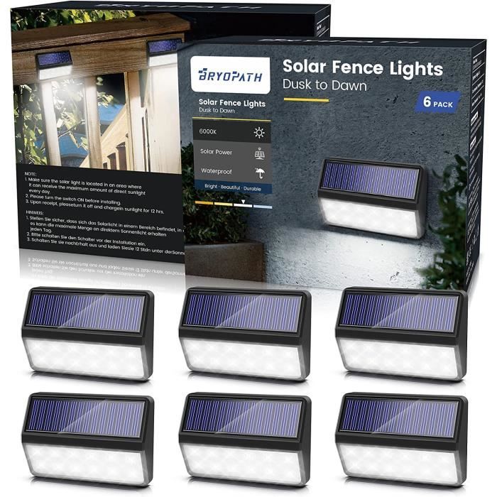 Lot de 6 lampes solaires pour clôture,jardin,clôture,étanche,pour