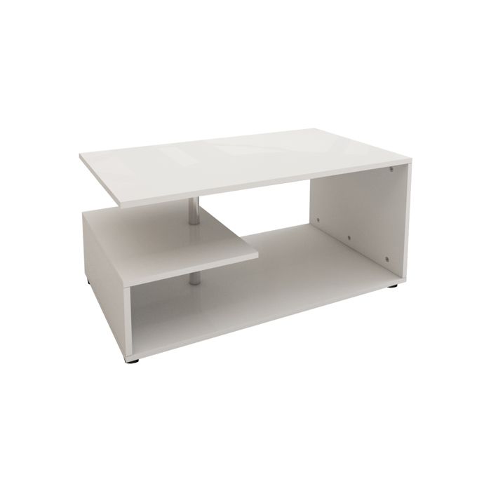 ML-Design Table Basse Blanc avec Barre D&eacute;corative en M&eacute;tal, 91x41x52,6 cm, Moderne,