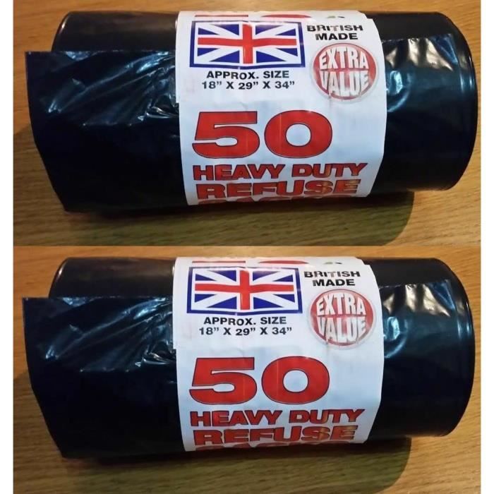 Sacs Poubelle Robustes De 240 Litres | 50 Sacs Poubelle Extra Larges De 250 à 240 Litres | 350 Litres Pour Une Utilisation En Extérieur, Commercial Et Domestique