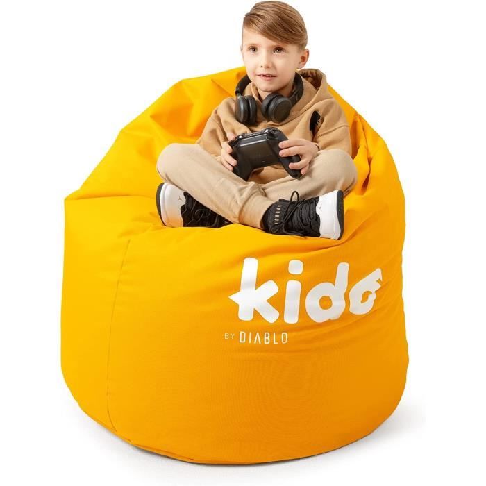 diablo pouf poire beanbag pour enfants pouf avec kremplina fauteuil de jeu avec des perles polyester 110 x 80 x 80 cm (jaune)