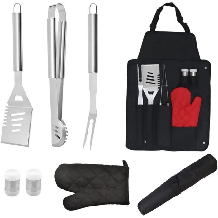 Ensemble D'Outils De Barbecue, 7 Pièces En Acier Inoxydable Avec Sac Portable Pour Cadeaux De