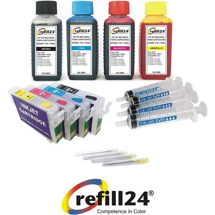 Pack De 8 Cartouches D'encre Compatibles Pour Epson Workforce - Modèles 1631 à 1636/T1636 - Neuves Cyan