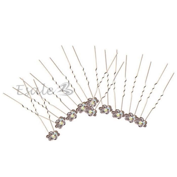 10 Épingles à Cheveux Strass Bleu - Accessoire Mariage Et Soirée
