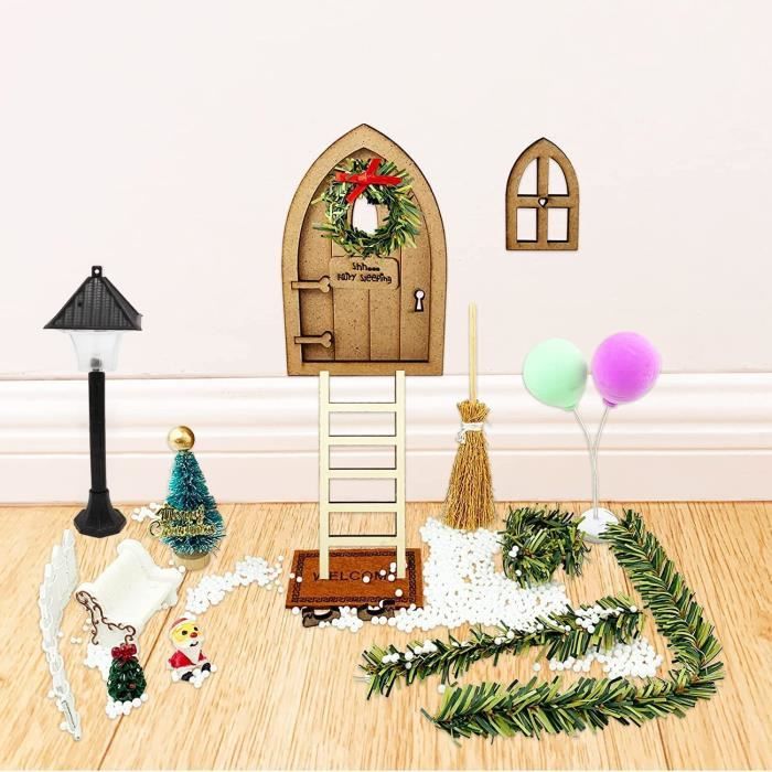 20PCS Porte du Lutin de Noël,Kit Loisirs Créatif Miniature Décorative, Kit  Petit Lutin Noël, Ensemble de Porte Magique Lutin Farceur