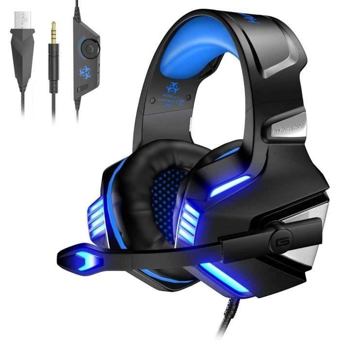 NEEDONE Casque Gamer PS4 PS5 avec Micro Gaming Headset Filaire K19 pour Jeu  Audio Video Compatible PC Nintendo Switch Xbox One Fortnite Laptop Tablet  Suppression du Bruit Microphone Bleu LED : 