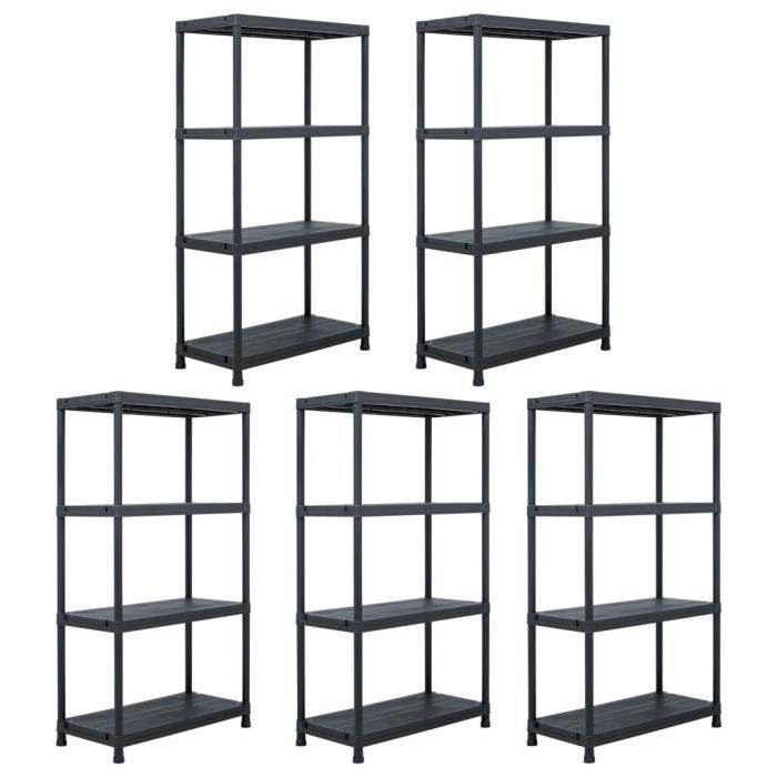 Étagères de rangement - Non spécifié - 5 pcs - Noir - Plastique - 60x30x138 cm