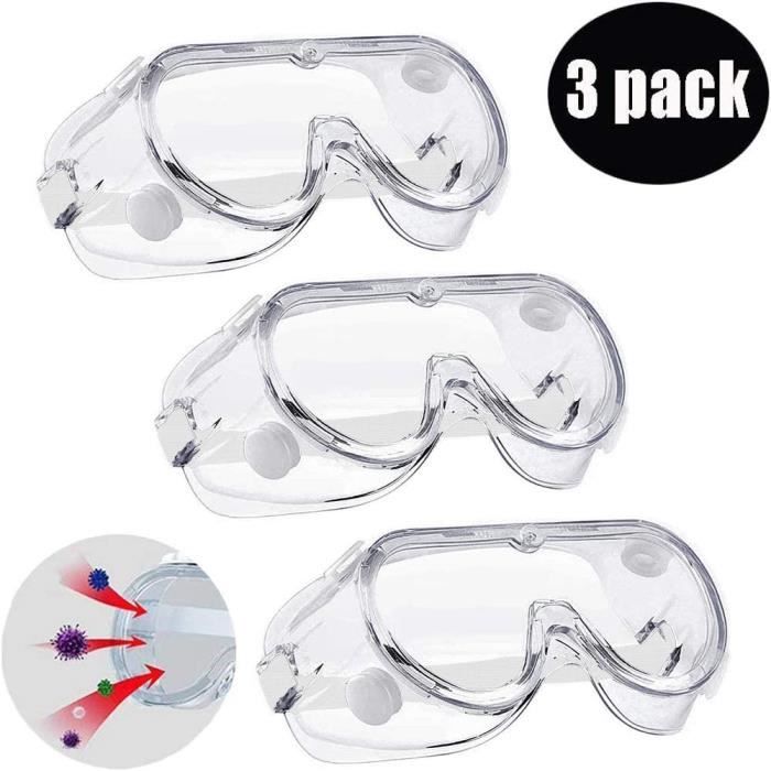 Lot De 2 Lunettes De Sécurité COMNICO Anti-Buée - Protection Yeux Contre Éclaboussures Chimiques, Verres Transparents, Légères Avec Sangle Réglable