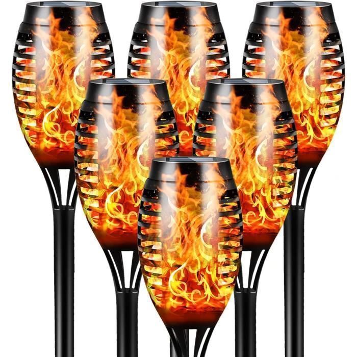 Torche Solaire Lumières Étanche - AUDBURN - 6 Pack 12LED - Effet de flamme - Extérieur