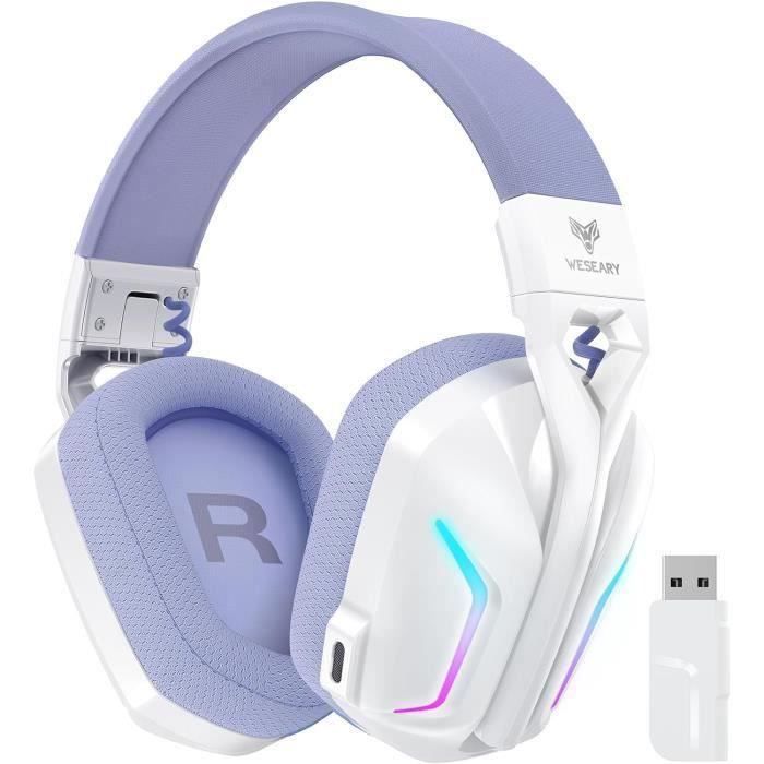 WESEARY WG1 Wireless Gaming Headset für Xbox Series X/S, Xbox One, PC, PS5, PS4, Switch, Mac, 2,4GHz Wireless & Bluetooth Headset mit Mikrofon, Low Latency, Noise Cancelling, LED Light, 50h Akku