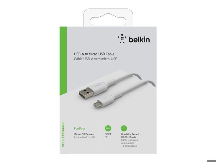 BELKIN - cable - PVC A-MUSB 1M WHT - PVC A-MUSB 1