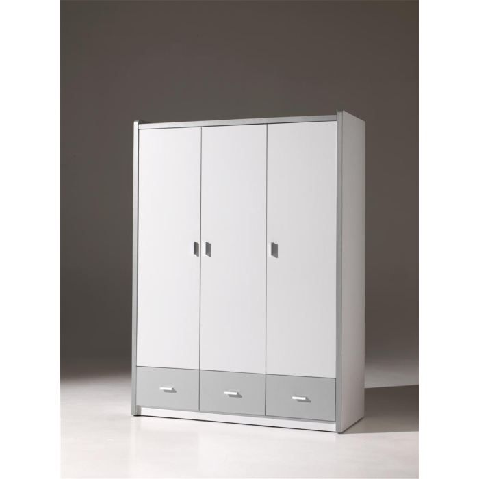 BONNY Armoire 3 Portes Grise Cdiscount Maison