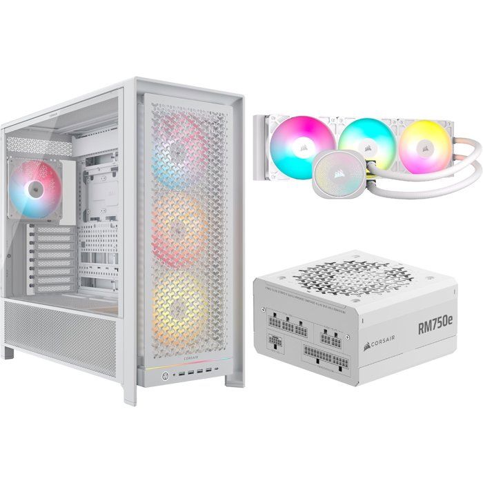 Boîtier PC CORSAIR 5000D RS ARGB Blanc + Refroidissement 360 ARGB + Alimentation RM750e 750W