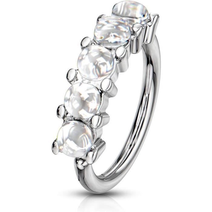 Piercing Cartilage Créole Croissant De Lune - Acier Chirurgical 316L - 12 Mm - Fermoir Charnière - Tata Gisèle