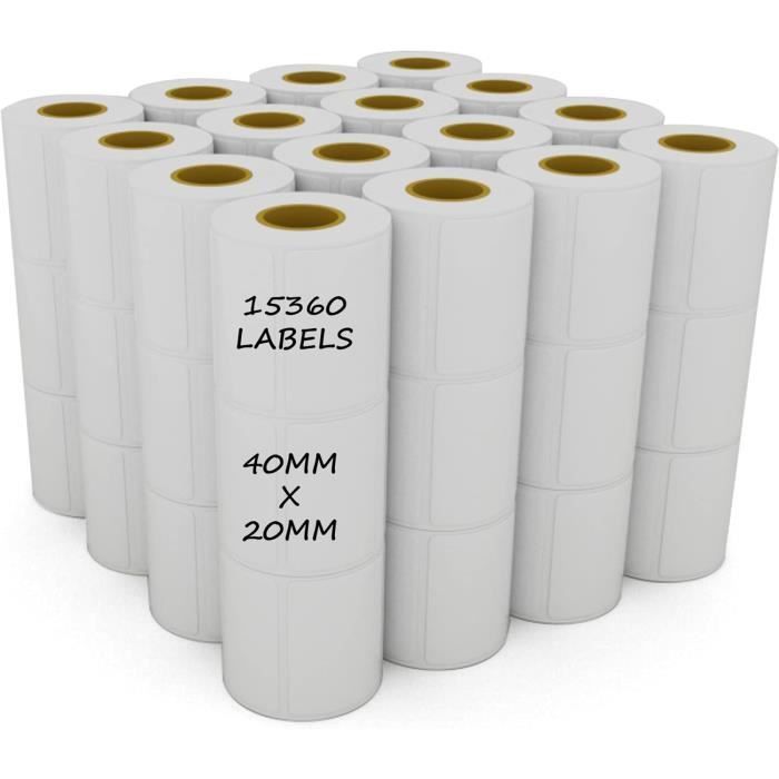 Firavggu 3000 Étiquettes Thermiques Rouleau - 3 Rouleaux 40x20mm Étiquettes Adhésives Code Barres Imprimables - Blanches Multi-usages