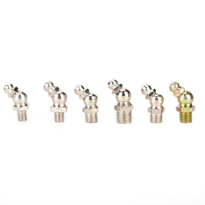 Graisseurs Coudés 45° M6x1 Laiton Avec Capuchon Anti-poussière - Lot De 5 - Pour Auto, Moto, Machine Industrielle