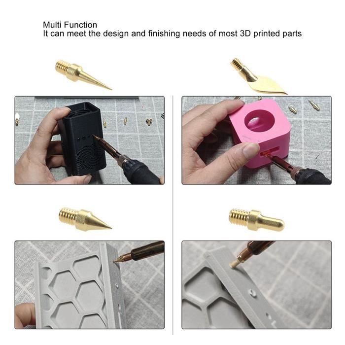 Kit D'outils Pour Impression 3D - 8 Pointes En Laiton + Adaptateur, Pour Finition Et Réparation Modèles