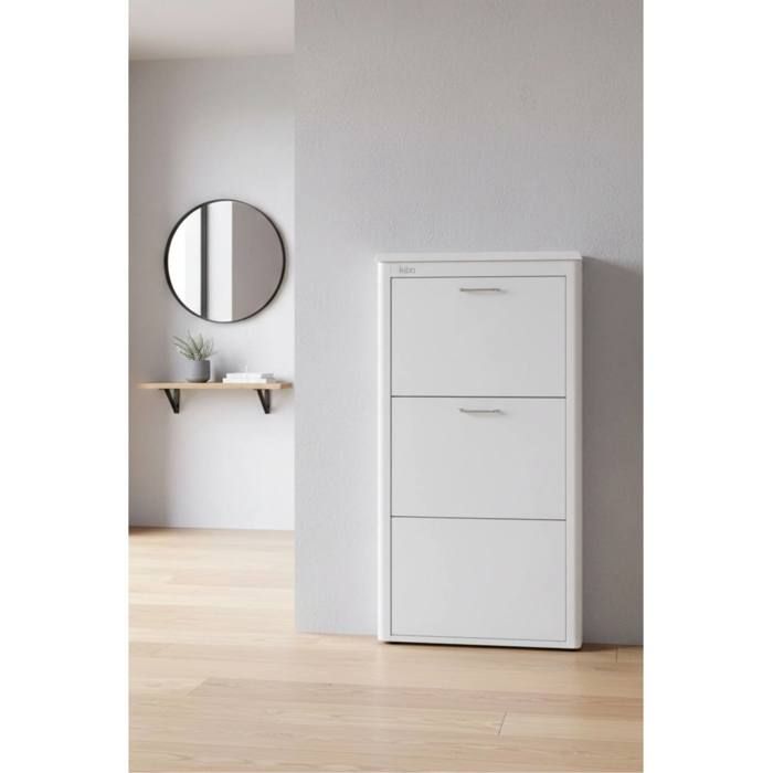 Meuble à chaussures KIBO compact 3 compartiments gain de place DON HIERRO. Blanc Meuble à chaussures KIBO compact 3 compartiments gain de place DON HIERRO. Blanc