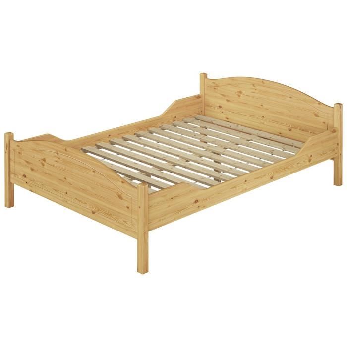 Lit double pin massif naturel 140x200 lit pour adultes sommier à lattes en bois 60.30-14 Lit double pin massif naturel 140x200 lit pour adultes sommier à lattes en bois 60.30-14